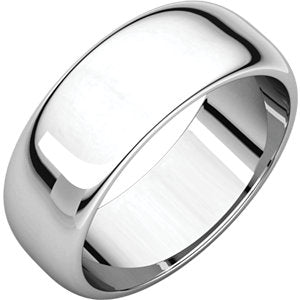 14K White 7 mm Half Round Band Size 9.5 - Siddiqui Jewelers