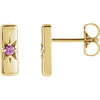 14K Yellow Pink Sapphire Starburst Bar Earrings - Siddiqui Jewelers