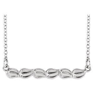14K White Leaf Bar 16-18" Necklace - Siddiqui Jewelers