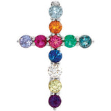 14K White 14.6x10.5 mm .03 CT Multi-Stone Cross Pendant - Siddiqui Jewelers