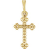 14K Yellow Beaded Cross Pendant - Siddiqui Jewelers