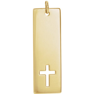 14K Yellow Pierced Cross Pendant - Siddiqui Jewelers