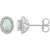 Sterling Silver Created Opal & .025 CTW Diamond Earrings - Siddiqui Jewelers
