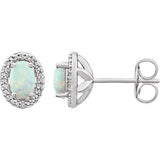 Sterling Silver Created Opal & .025 CTW Diamond Earrings - Siddiqui Jewelers