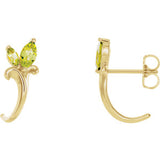 14K Yellow Peridot Floral-Inspired J-Hoop Earrings - Siddiqui Jewelers