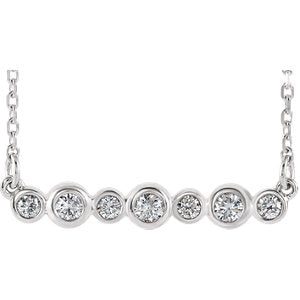 14K White 1/5 CTW Diamond Bezel-Set Bar 16-18" Necklace - Siddiqui Jewelers