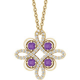 14K Yellow Amethyst & 1/6 CTW Diamond Clover 18" Necklace - Siddiqui Jewelers