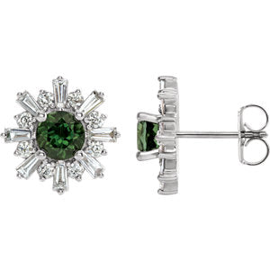 14K White Green Tourmaline & 3/4 CTW Diamond Earrings - Siddiqui Jewelers