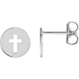 14K White Pierced Cross Earrings - Siddiqui Jewelers