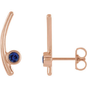 14K Rose Blue Sapphire Ear Climbers - Siddiqui Jewelers