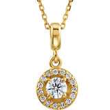 14K Yellow 1/4 CTW Diamond Halo-Style 18" Necklace - Siddiqui Jewelers