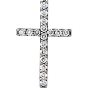 14K White 1/2 CTW Petite Diamond Cross Pendant - Siddiqui Jewelers