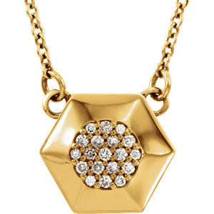14K Yellow .08 CTW Diamond Geometric 16.5" Necklace - Siddiqui Jewelers