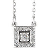 14K White 1/8 CTW Diamond Halo-Style Square 16-18" Necklace - Siddiqui Jewelers