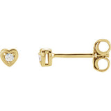 14K Yellow .03 CTW Diamond Youth Heart Earrings - Siddiqui Jewelers