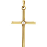 14K Yellow 26.5x13.75 mm .02 CTW Diamond Cross Pendant - Siddiqui Jewelers