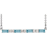 14K White Aquamarine & 1/5 CTW Diamond Bar 16-18" Necklace - Siddiqui Jewelers