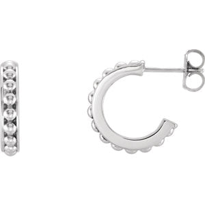 Sterling Silver 15 mm J-Hoop Beaded Earrings - Siddiqui Jewelers