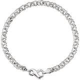 14K White Solid Double Link Charm Bracelet - Siddiqui Jewelers