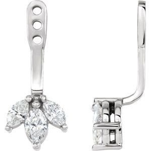 Platinum 1/4 CTW Diamond Cluster Front-Back Earring Jackets - Siddiqui Jewelers