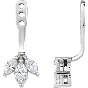 14K White 1/4 CTW Diamond Cluster Front-Back Earring Jackets - Siddiqui Jewelers