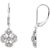 14K White .07 CTW Diamond Accented Lever Back Earrings - Siddiqui Jewelers