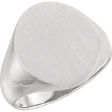 14K White 18x16 mm Oval Signet Ring - Siddiqui Jewelers