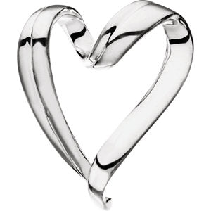 14K White Heart Chain Slide - Siddiqui Jewelers