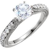 14K White Cubic Zirconia & 3/8 CTW Diamond Sculptural-Inspired Engagement Ring Size 7 - Siddiqui Jewelers