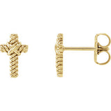 14K Yellow Rope Cross Earrings - Siddiqui Jewelers