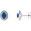 14K White Blue Sapphire & 1/5 CTW Diamond Halo-Style Earrings - Siddiqui Jewelers