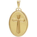 14K Yellow Oval Cross Medal - Siddiqui Jewelers