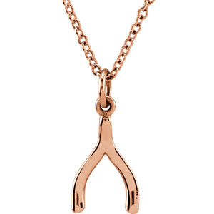 14K Rose Tiny Posh® Wishbone 16-18" Necklace - Siddiqui Jewelers