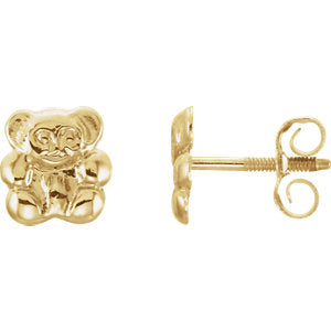 14K Yellow Teddy Bear Earrings - Siddiqui Jewelers