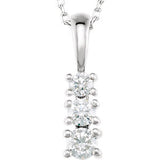 14K White 1/3 CTW Diamond 3-Stone 18" Necklace - Siddiqui Jewelers