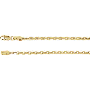 14K Yellow 2.5 mm Diamond-Cut Cable 7" Chain - Siddiqui Jewelers