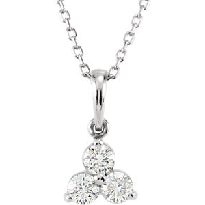 14K White 1/3 CTW Diamond Three-Stone 18" Necklace - Siddiqui Jewelers