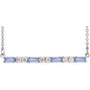 14K White Tanzanite & 1/5 CTW Diamond Bar 16-18" Necklace - Siddiqui Jewelers