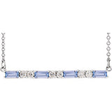 14K White Tanzanite & 1/5 CTW Diamond Bar 16-18" Necklace - Siddiqui Jewelers