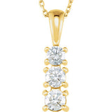 14K Yellow 1/2 CTW Diamond 3-Stone 18" Necklace - Siddiqui Jewelers