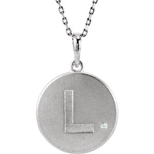 Sterling Silver .005 CTW Diamond Initial L 18" Necklace - Siddiqui Jewelers