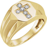 14K Yellow 1/3 CTW Diamond Cross Ring - Siddiqui Jewelers