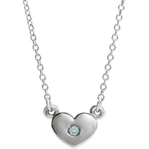 14K White Blue Zircon Heart 16" Necklace - Siddiqui Jewelers