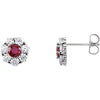 14K White Ruby & 1 1/8 CTW Diamond Cluster Earrings - Siddiqui Jewelers