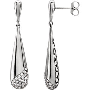 14K White 1/3 CTW Diamond Pierced Teardrop Earrings - Siddiqui Jewelers