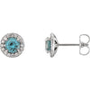 Genuine Aquamarine 4 mm Round Aquamarine & 1/6 CTW Diamond Earrings - Siddiqui Jewelers