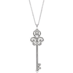 14K White Mother's Key® 16-18" Necklace - Siddiqui Jewelers
