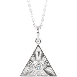 14K White 1/10 CTW Diamond Eye of Providence 16-18" Necklace - Siddiqui Jewelers