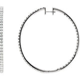 14K White 5 CTW Diamond Inside/Outside Hoop Earrings - Siddiqui Jewelers