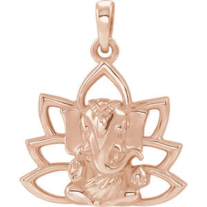 14K Rose 19.3x15.7 mm Ganesha Pendant - Siddiqui Jewelers